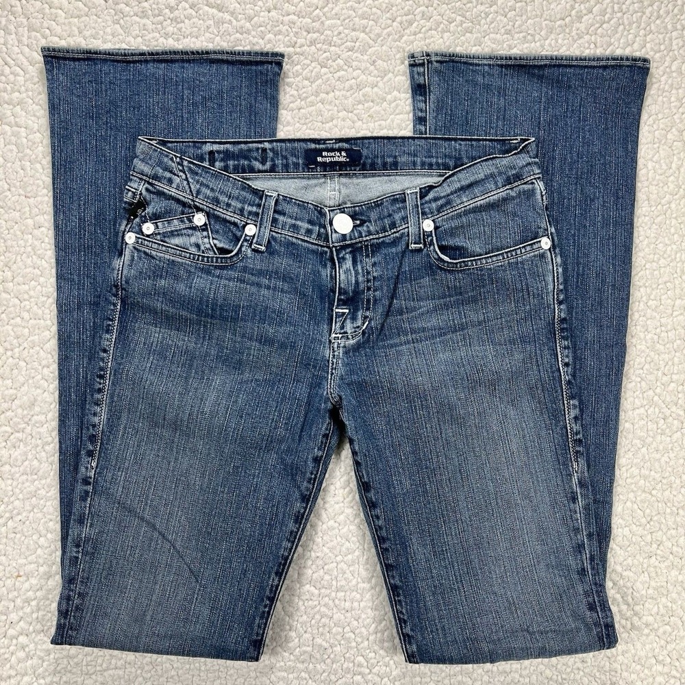 Rock & Republic Women's‎ Jeans 29x34 Bootcut Flare Dark Wash Western Boho USA